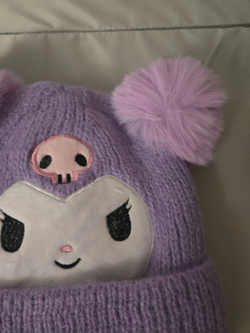 Purple Character Pom-Pom Kids Beanie Hat